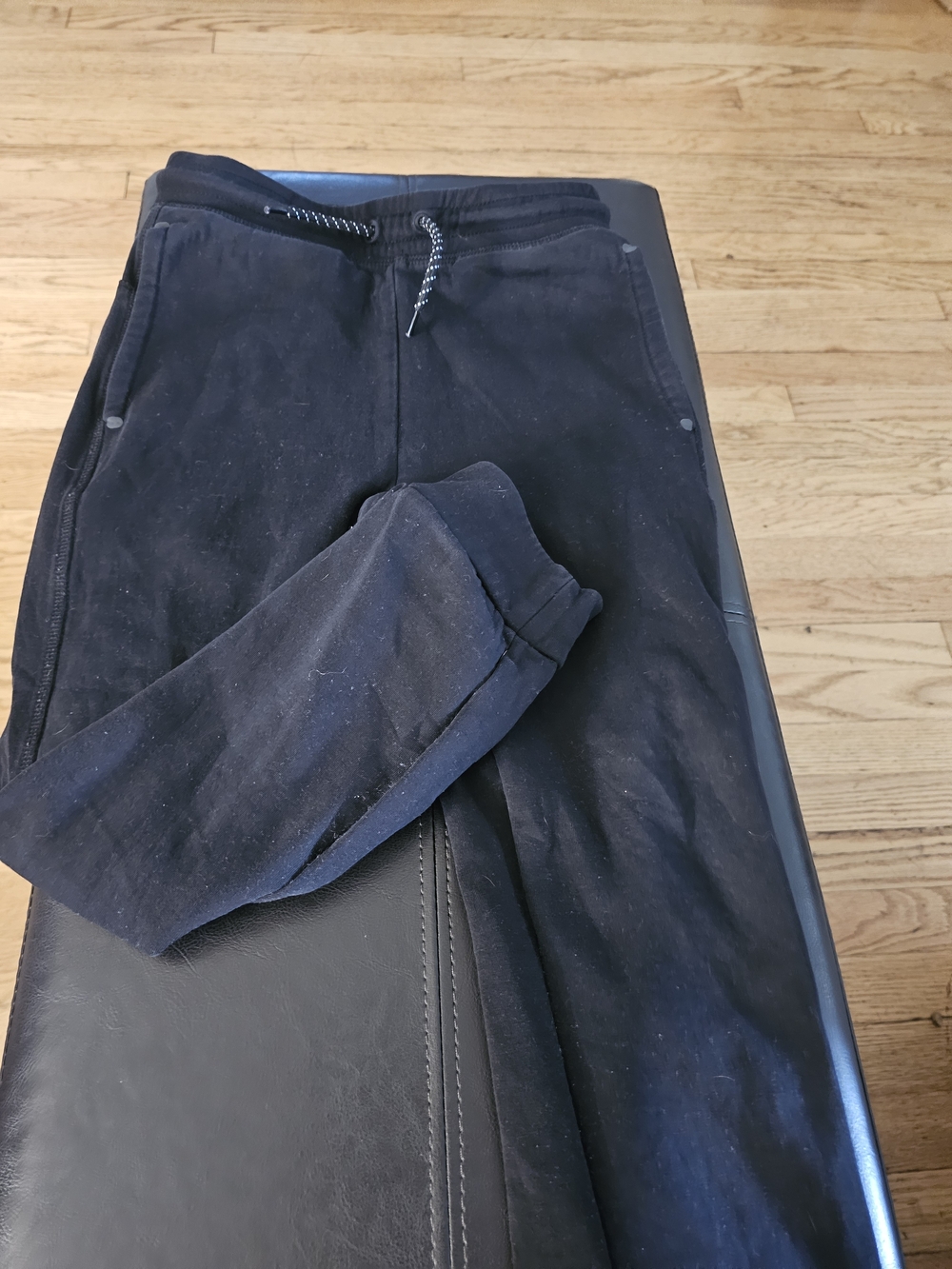 GAP Black Kids Sweatpants with Drawstring & Ribbed Cuffs
